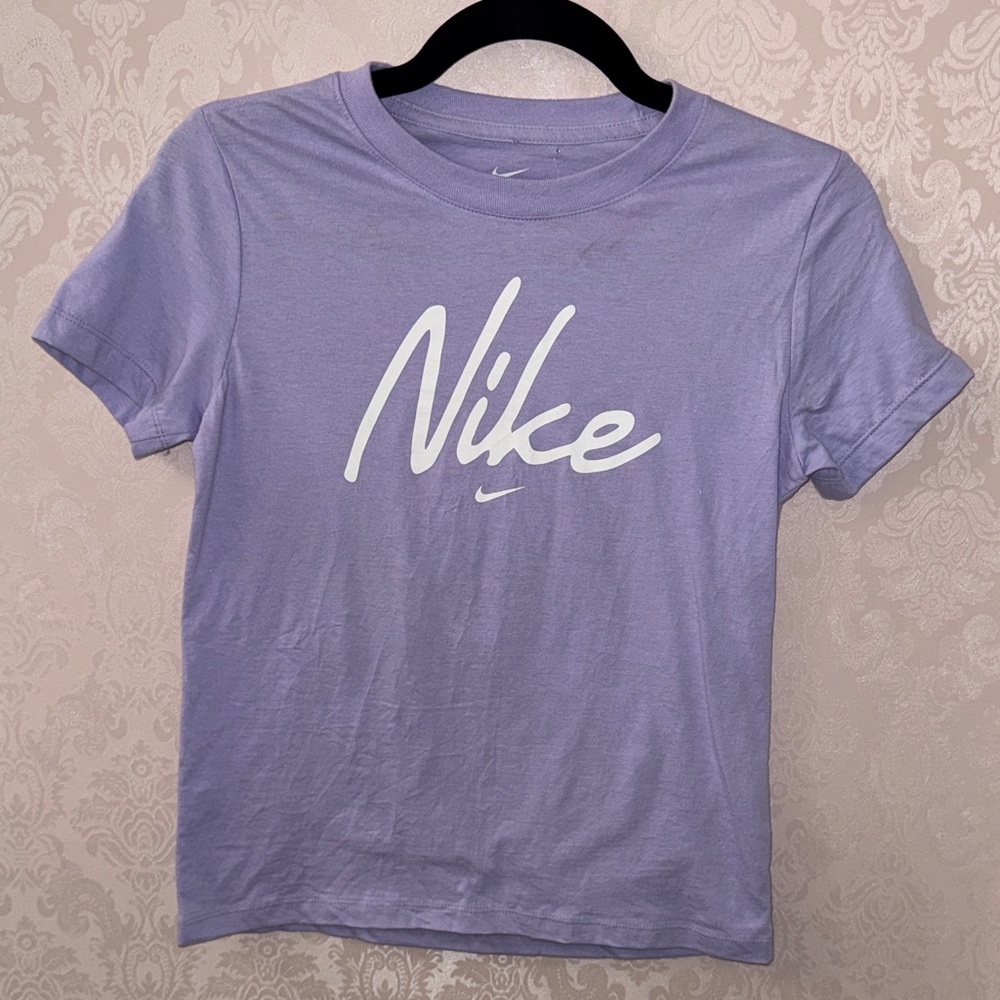 Nike Girls Lavender Tee with White Logo